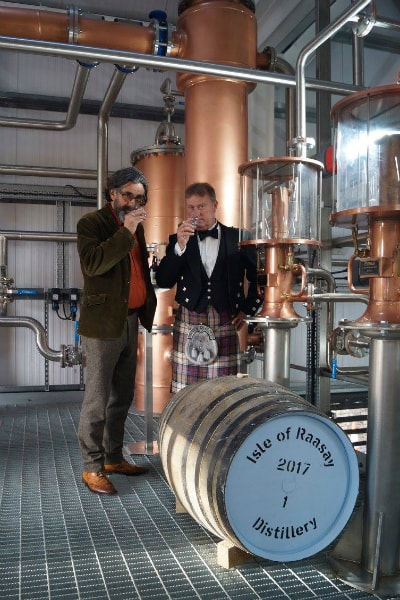 Alasdair Day and Dave Broom savour 1st Isle of Raasay Whisky cask