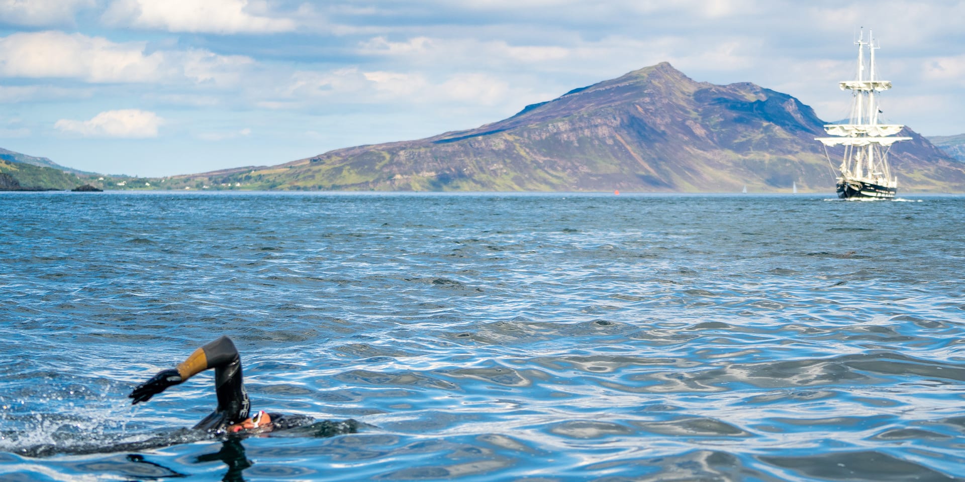 James Armour Swims to Raasay Past TS Royalist